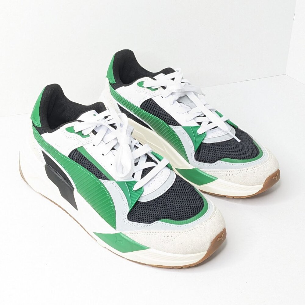 Puma Trinity 2 Retro Sneakers, White/Black/Green, Men's 10 M